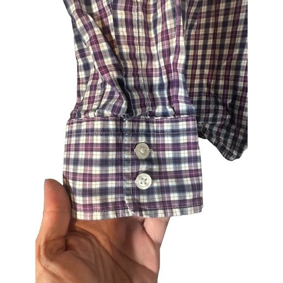 Hugo Boss Purple Multi Plaid Collared Long Sleeve Button Down Shirt Men Sz L - Picture 5 of 8